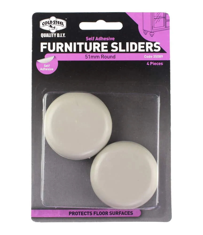 Cold Steel Furniture Sliders Round Plastic
