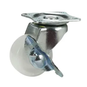 Cold Steel Nylon Swivel Castor with Brake White 40mm