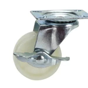 Cold Steel Nylon Swivel Castor with Brake White 63mm