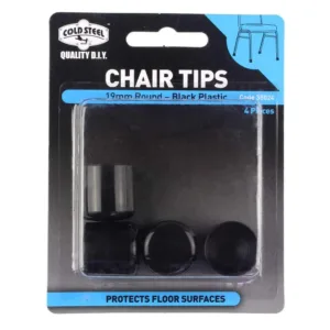 Cold Steel Round Plastic Chair Tips Black 19mm (4 Pack)