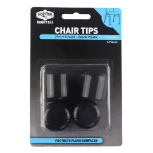 Cold Steel Round Plastic Chair Tips Black 29mm (4 Pack)