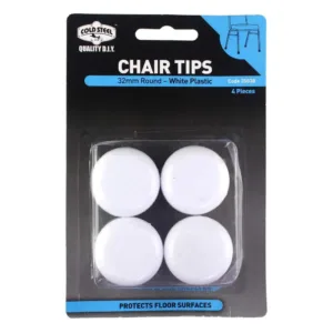 Cold Steel Round Plastic Chair Tips White 32mm (4 Pack)