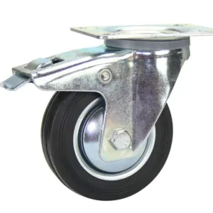 Cold Steel Rubber Swivel Castor with Brake Black 100mm