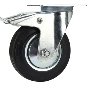 Cold Steel Rubber Swivel Castor with Brake Black 125mm