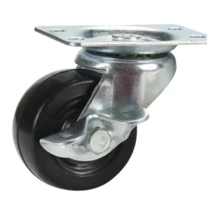 Cold Steel Rubber Swivel Castor with Brake Black 50mm