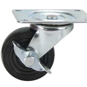 Cold Steel Rubber Swivel Castor with Brake Black 75mm