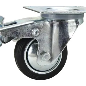 Cold Steel Rubber Swivel Castor with Brake Black 80mm
