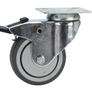 Cold Steel Rubber Swivel Castor with Brake Grey 75mm