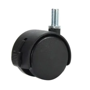 Cold Steel Twin Wheel Hooded 3/8" Thread Furniture Castor with Brake 50mm - 2 Pack