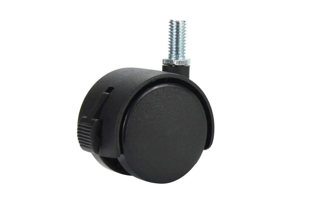 Cold Steel Twin Wheel Hooded 3/8" Thread Furniture Castor with Brake 50mm - 2 Pack