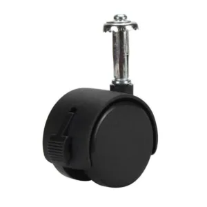 Cold Steel Twin Wheel Hooded Socket Furniture Castor with Brake 50mm - 2 Pack