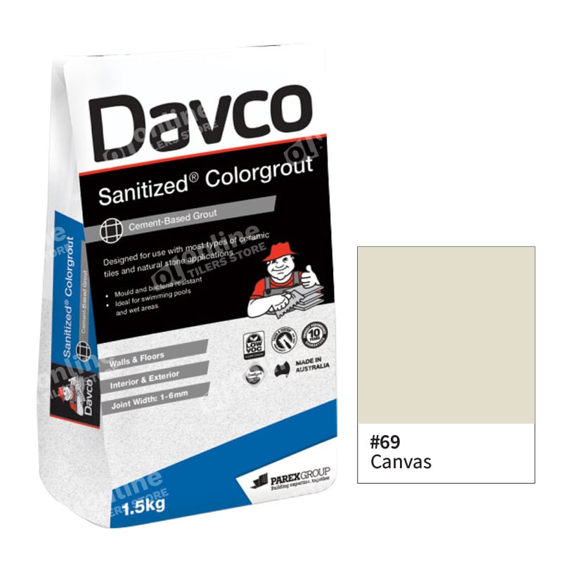 Davco Sanitized Colorgrout (3Sizes – 1.5kg / 5kg / 15kg) - Color: 69 canvas | Size: 1.5kg