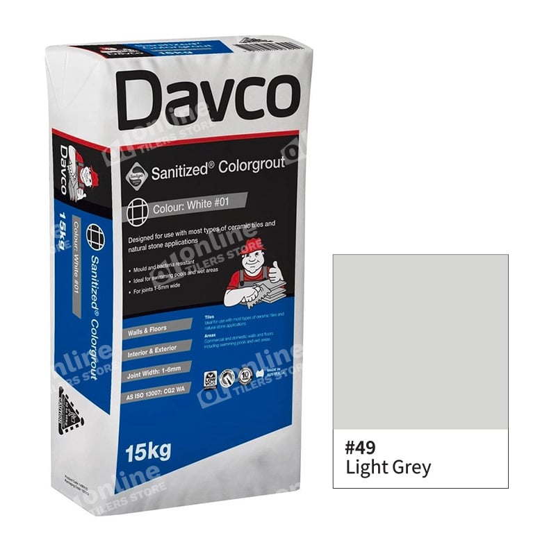 Davco Sanitized Colorgrout (3Sizes – 1.5kg / 5kg / 15kg) - Color: 49 light grey | Size: 15kg