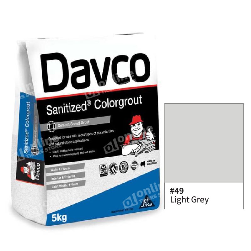 Davco Sanitized Colorgrout (3Sizes – 1.5kg / 5kg / 15kg) - Color: 49 light grey | Size: 5kg