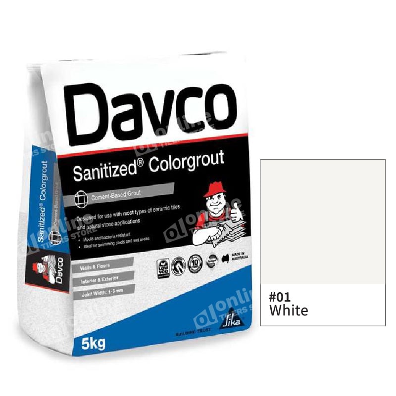 Davco Sanitized Colorgrout (3Sizes – 1.5kg / 5kg / 15kg) - Color: 01 white | Size: 5kg