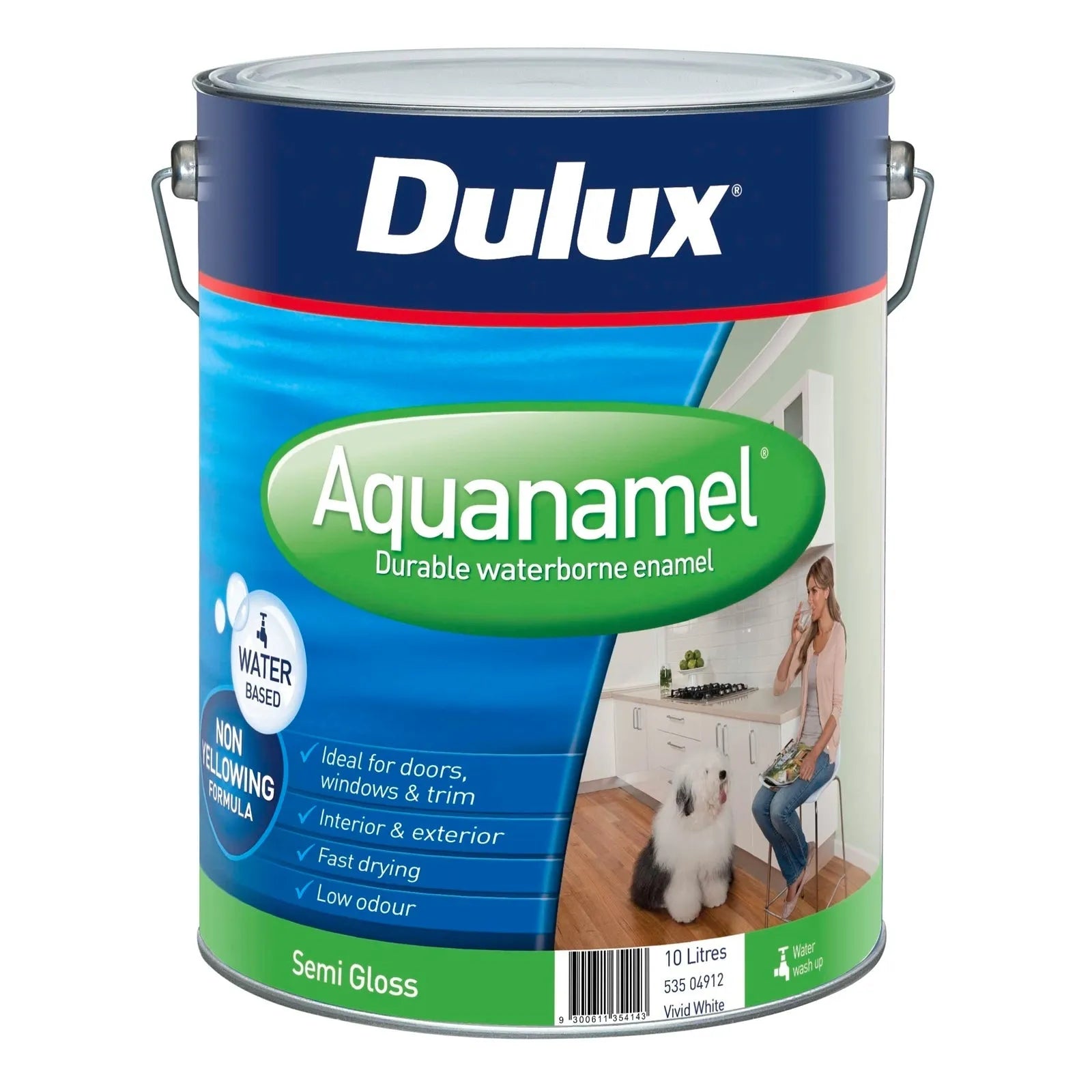 Dulux Aquanamel Semi Gloss Vivid White 10L