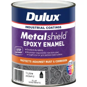 Dulux Metalshield Epoxy Enamel Flat Vivid White 1L
