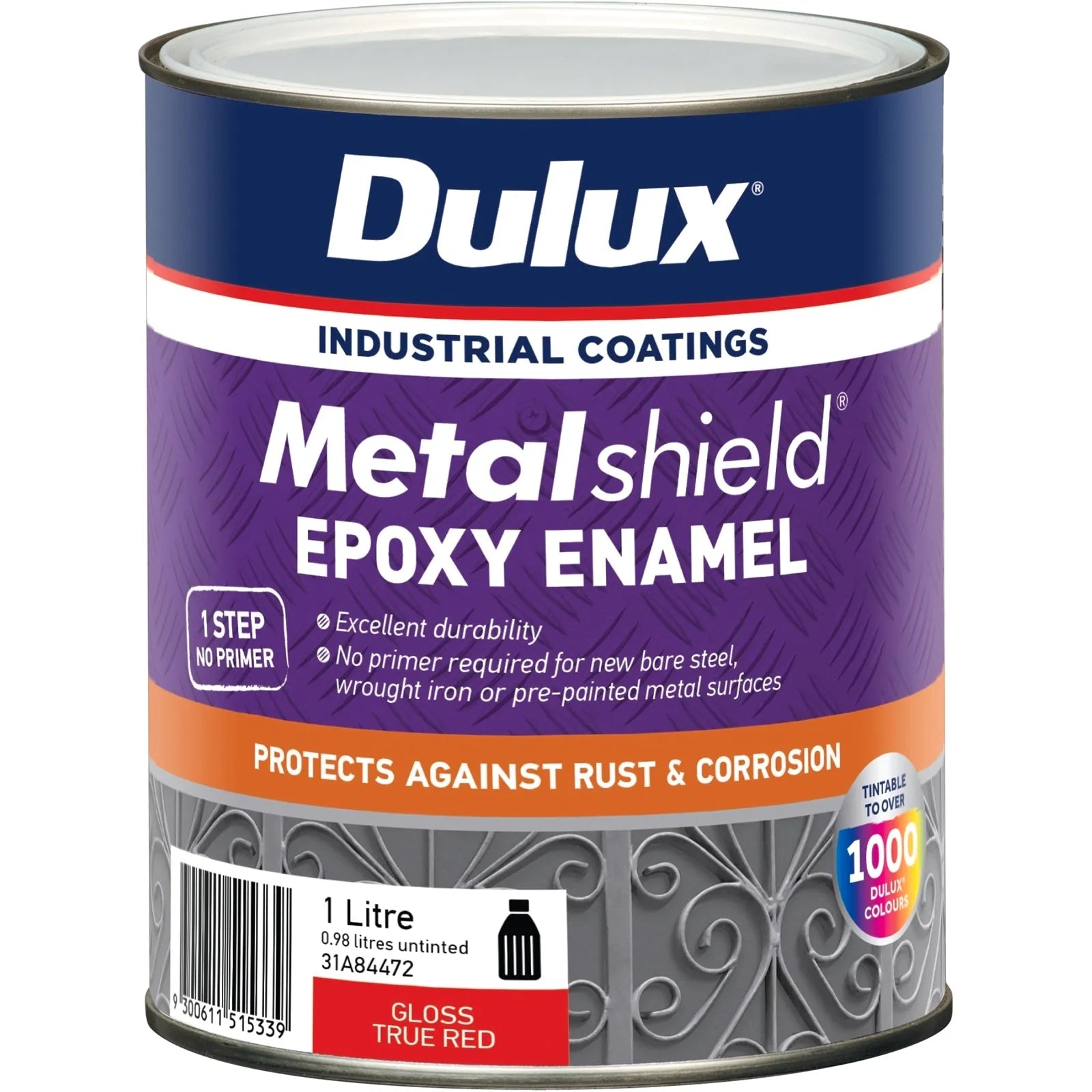 Dulux Metalshield Epoxy Enamel Gloss True Red 1L