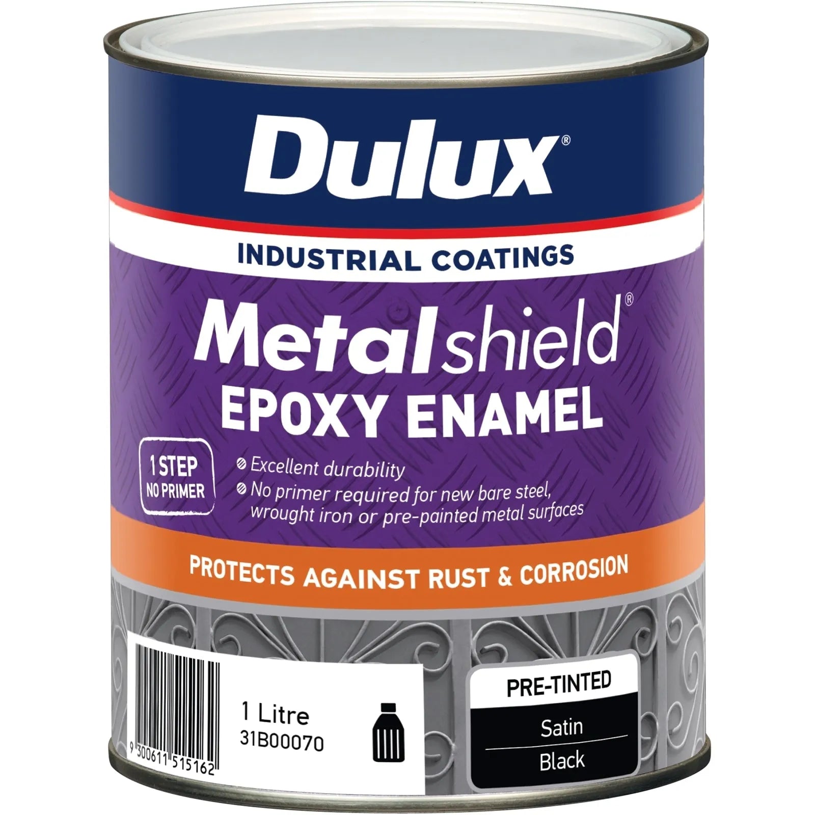 Dulux Metalshield Epoxy Enamel Satin Black 1L