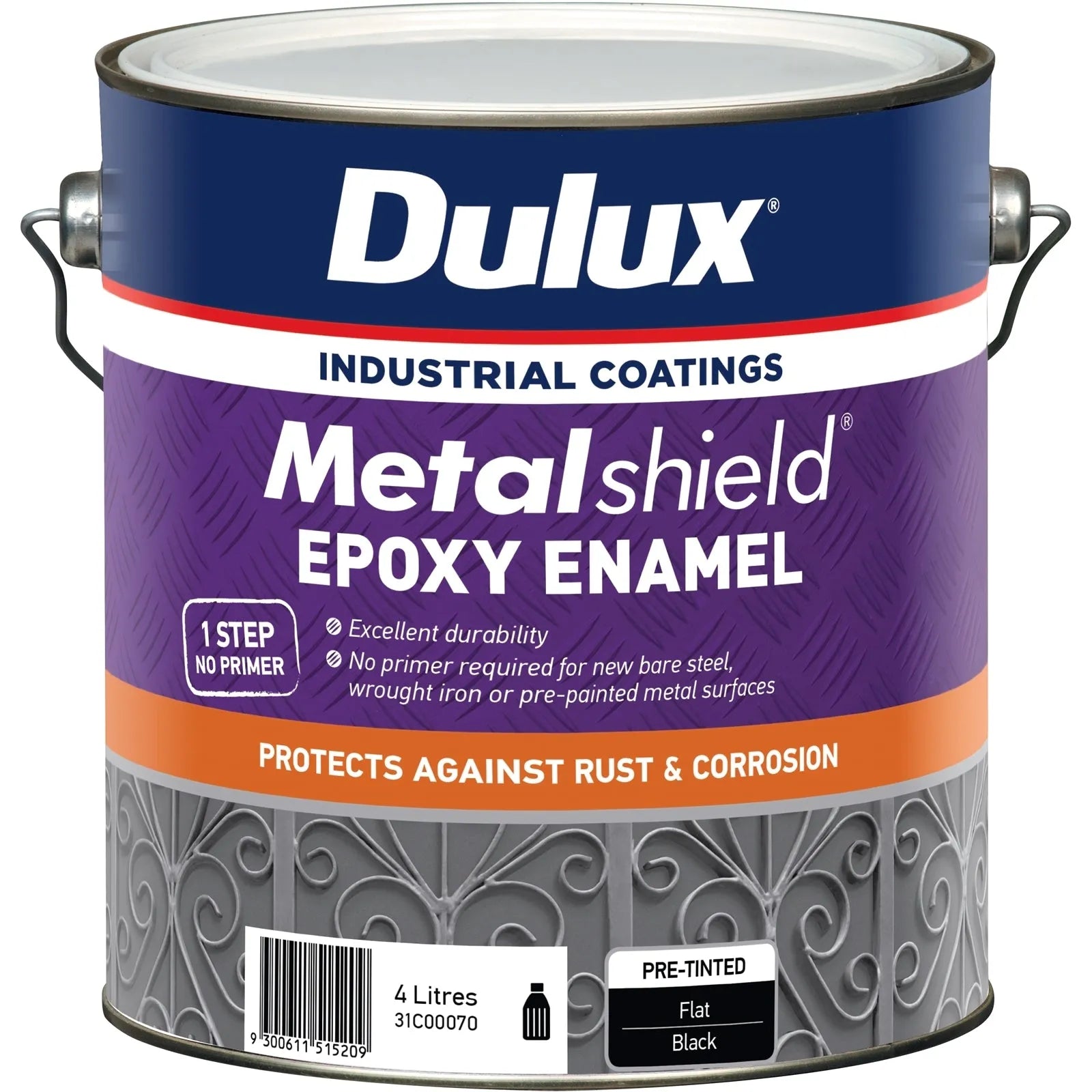 Dulux Metalshield Epoxy Enamel Flat Black 4L