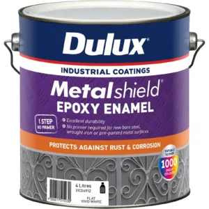 Dulux Metalshield Epoxy Enamel Flat Vivid White 4L