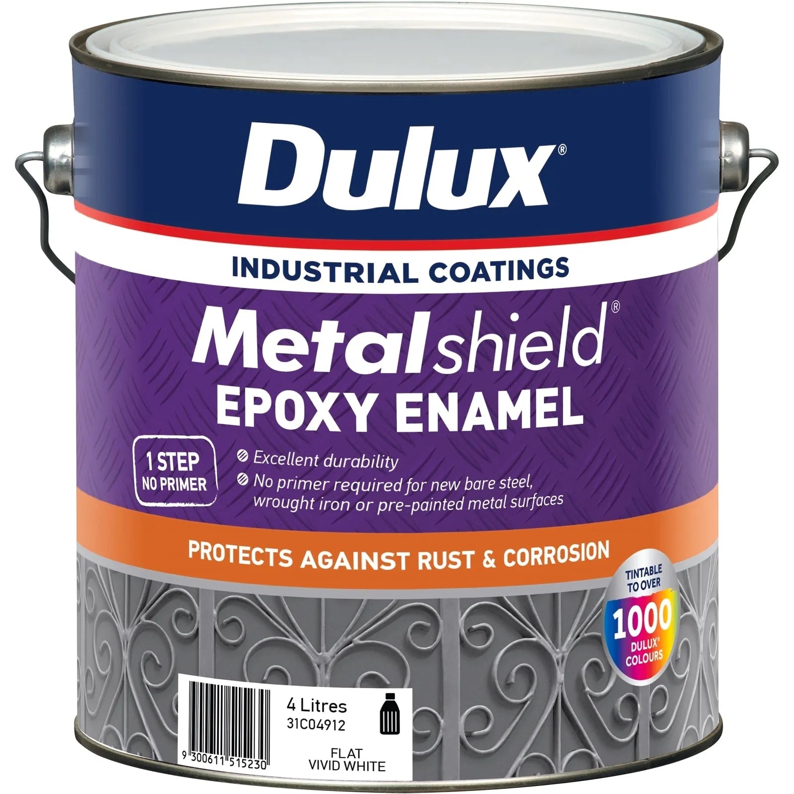 Dulux Metalshield Epoxy Enamel Flat Vivid White 4L