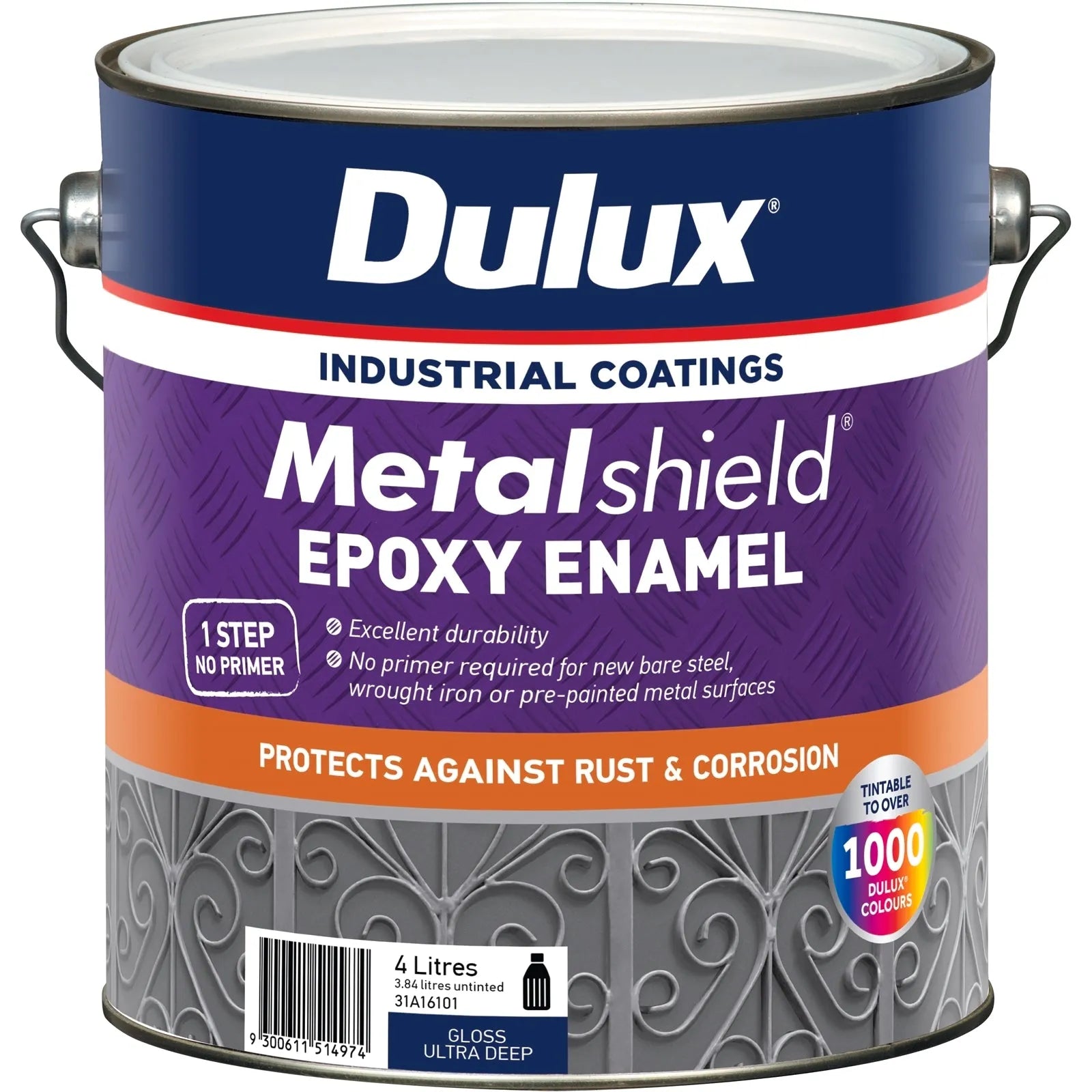 Dulux Metalshield Epoxy Enamel Gloss Ultra Deep 4L