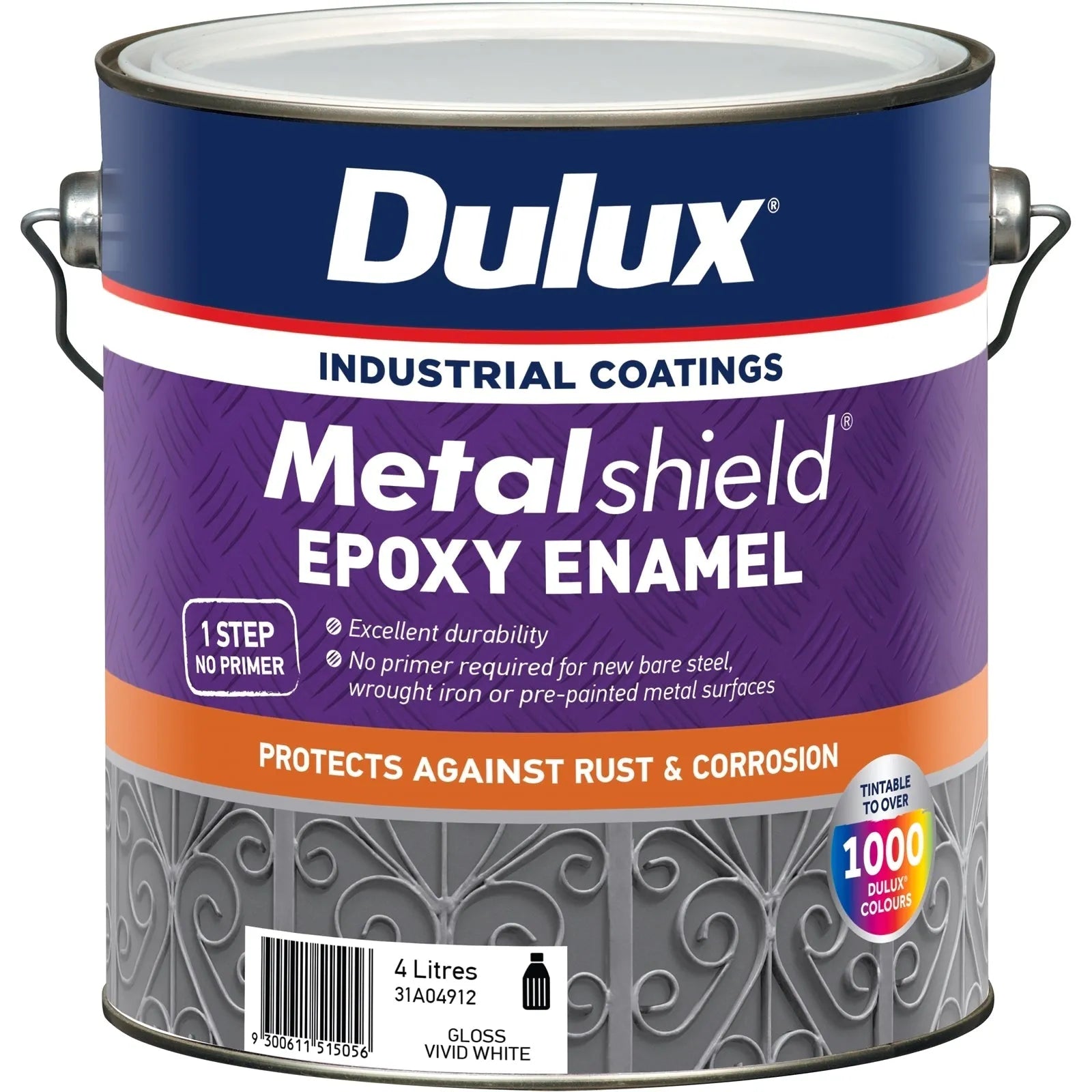 Dulux Metalshield Epoxy Enamel Gloss Vivid White 4L