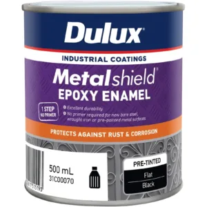 Dulux Metalshield Epoxy Enamel Flat Black 500mL