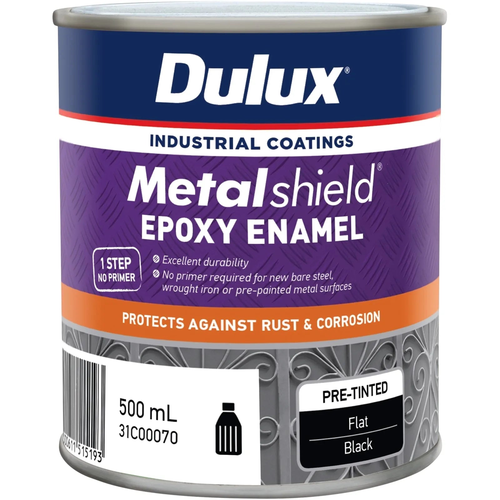 Dulux Metalshield Epoxy Enamel Flat Black 500mL