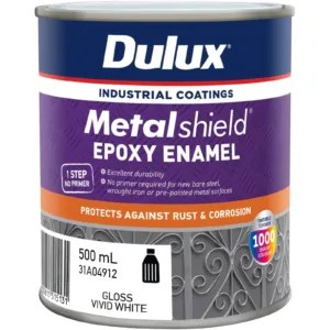 Dulux Metalshield Epoxy Enamel Gloss Vivid White 500mL