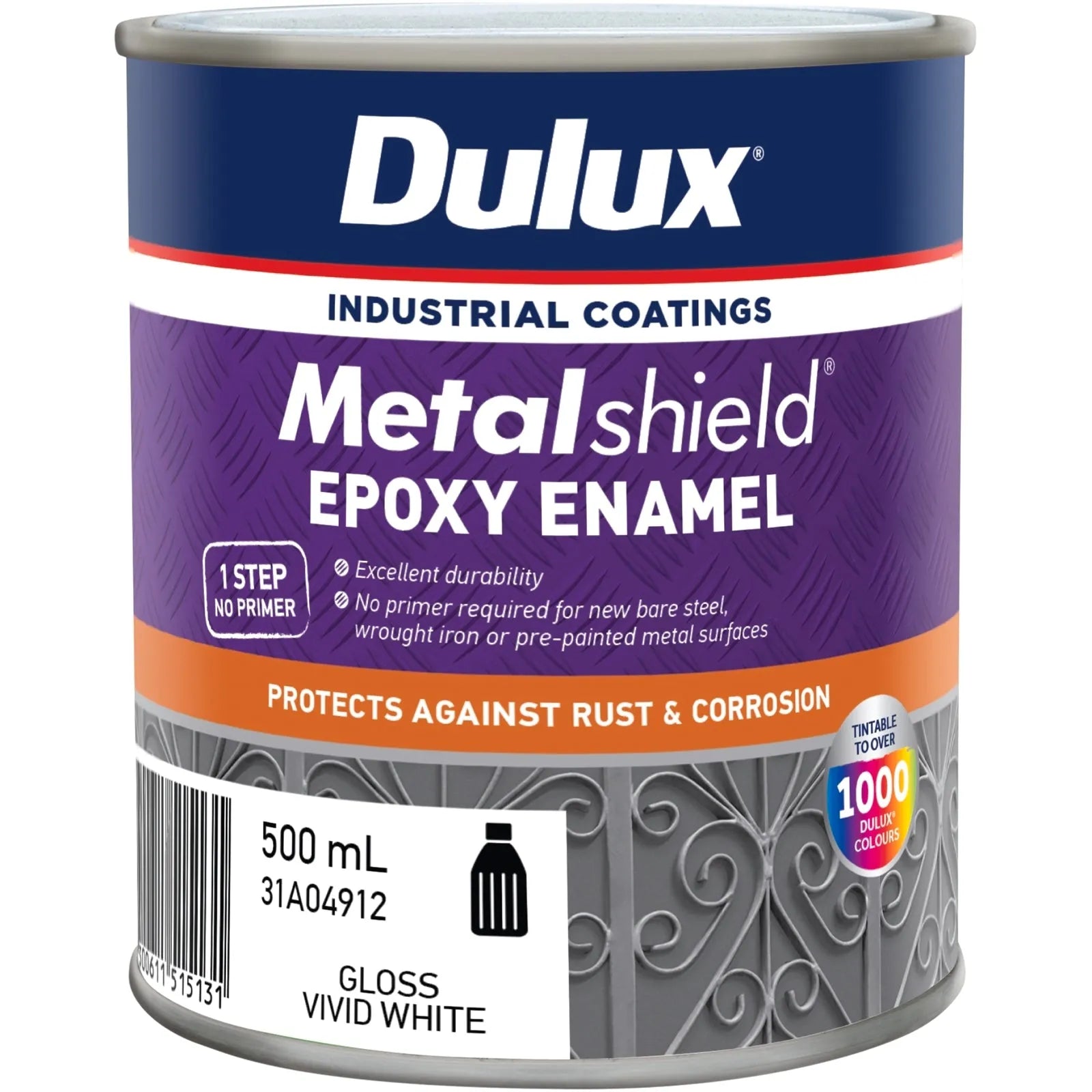 Dulux Metalshield Epoxy Enamel Gloss Vivid White 500mL