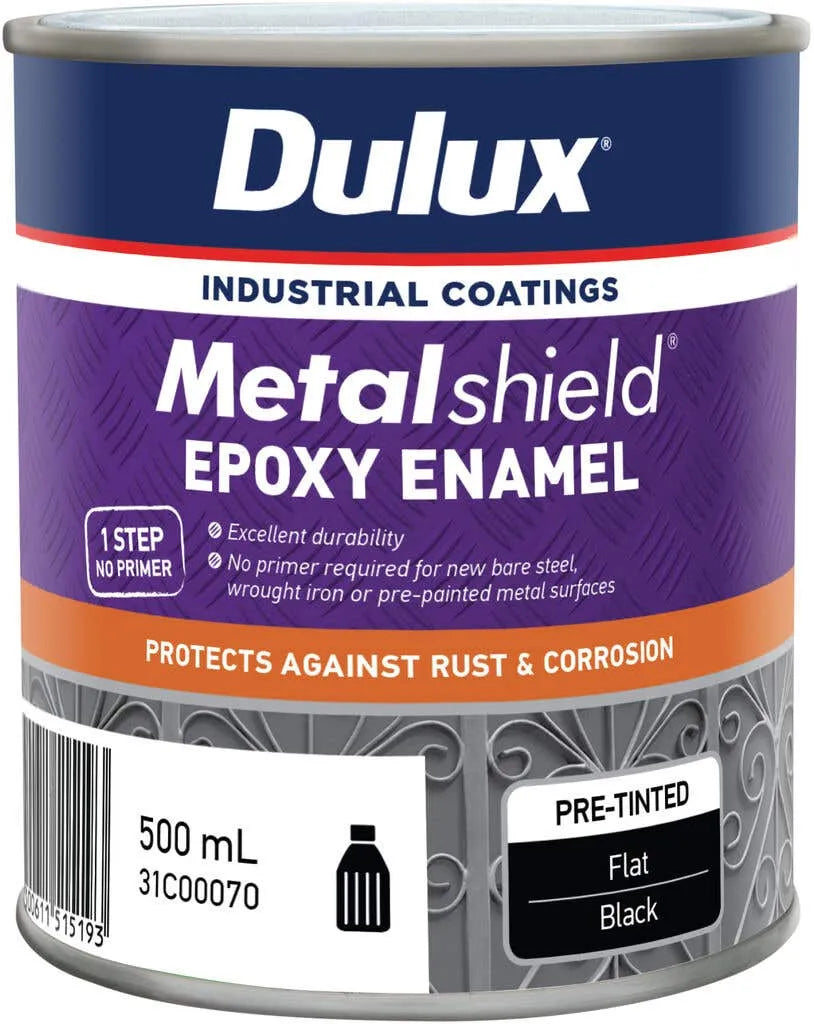 Dulux Metalshield Epoxy Enamel Flat Black 1L