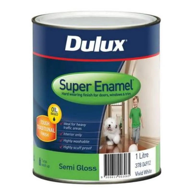 Dulux Super Enamel Semi Gloss Vivid White 1L