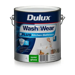 Dulux Wash & Wear +PLUS Kitchen & Bathroom Semi Gloss Vivid White 2L