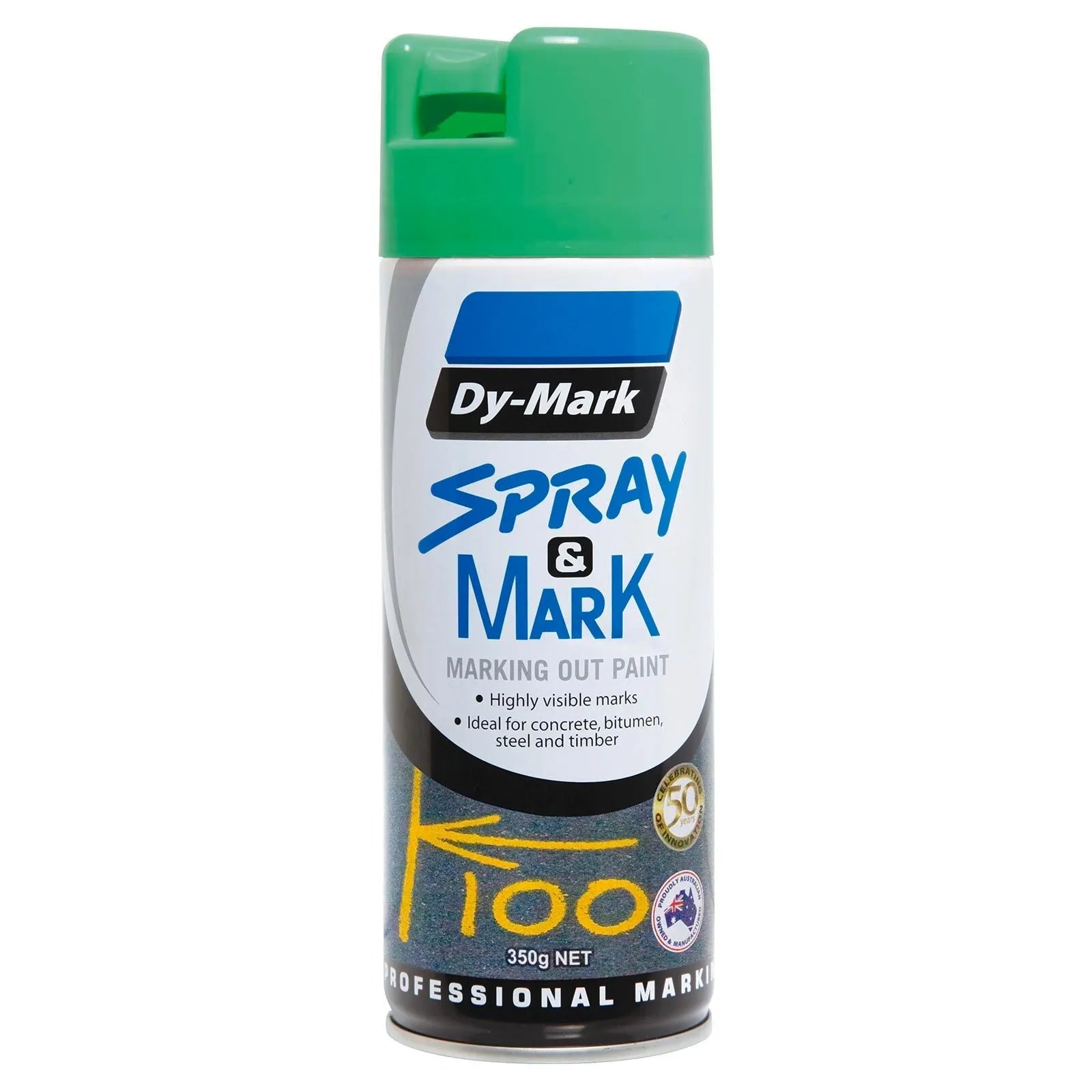 Dy-Mark Spray & Mark Paint 350g Fluoro Green