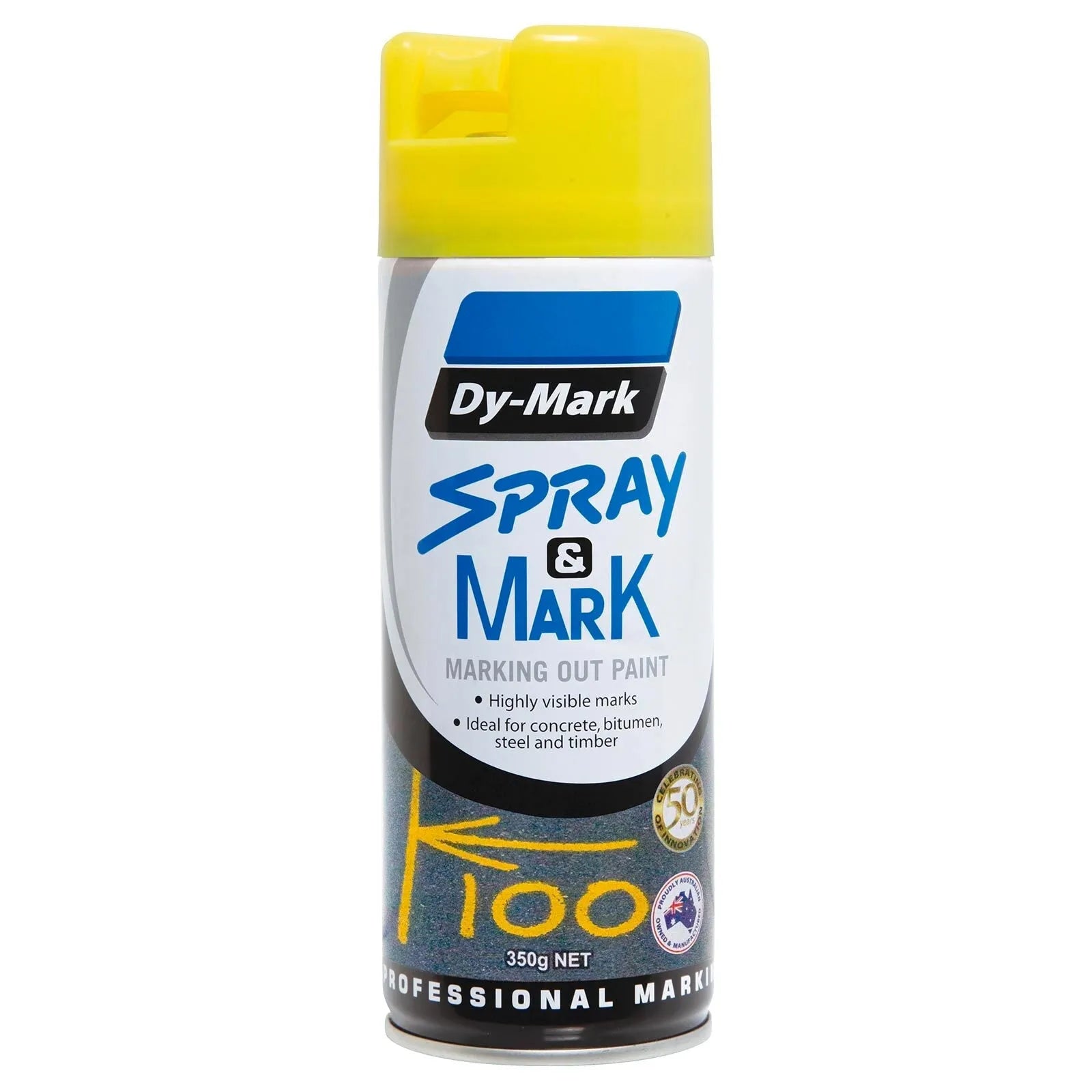 Dy-Mark Spray & Mark Paint 350g Fluoro Yellow