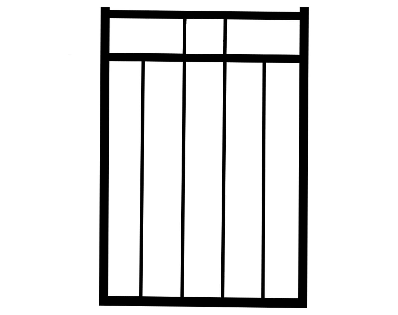 Black 3 Rail Flat Top Gate 950 x 1500 Aluminium