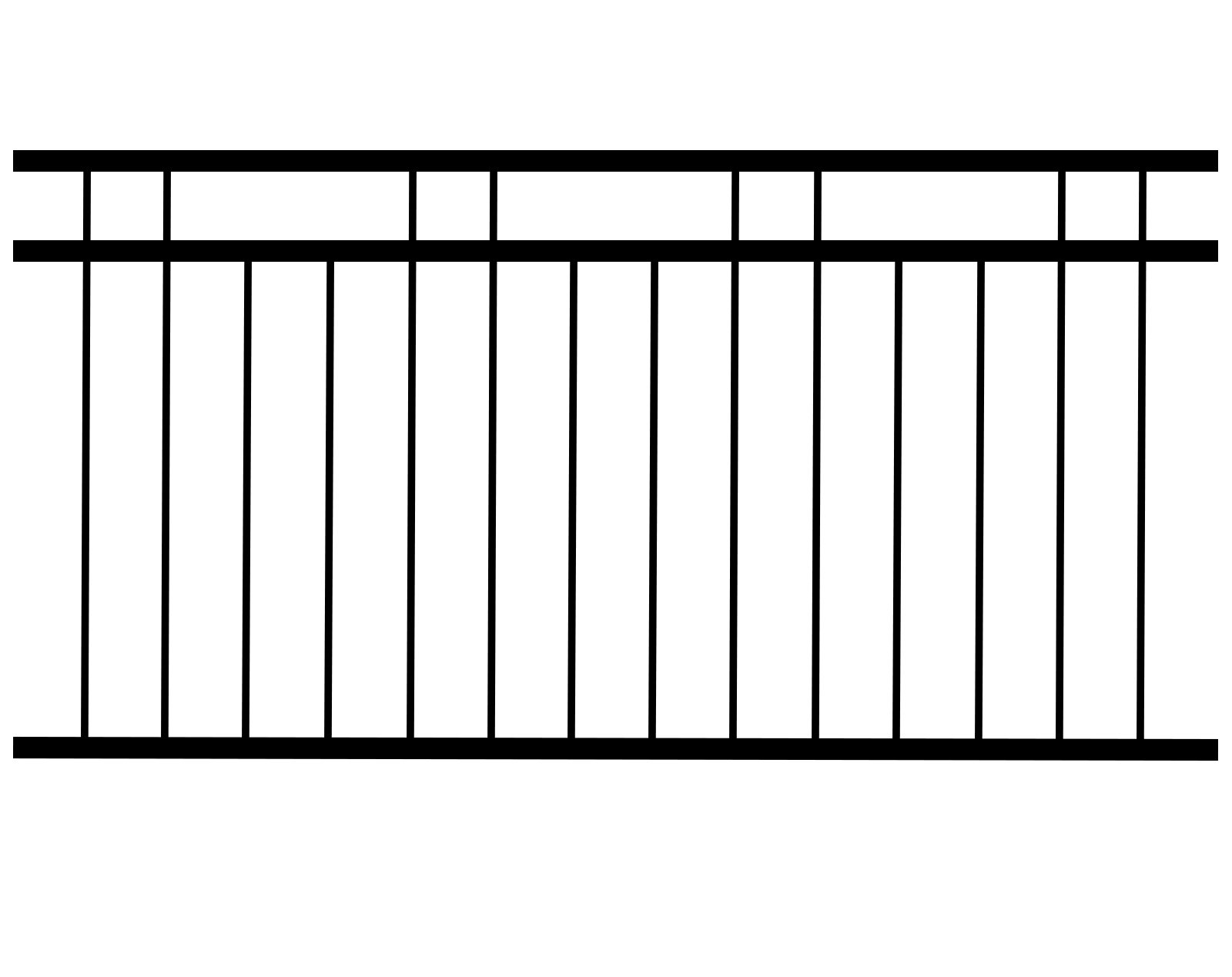 Black 3 Rail Flat Top 3000 x 1200 Aluminium