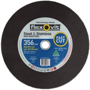 Flexovit Stainless Chop Saw Cut-Off Wheel Steel 356 x 3 x 25.4mm