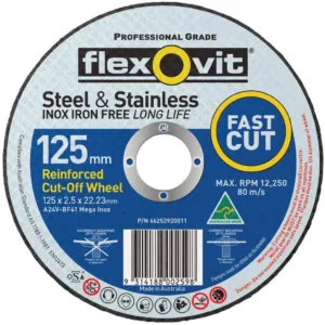 Flexovit Steel & Stainless Cut-Off Wheel 125 x 2.5 x 22mm Each