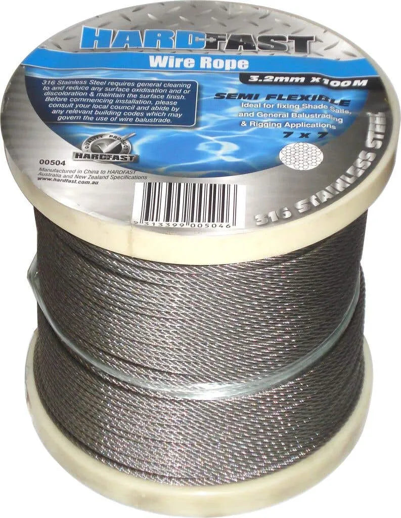 Hardfast Wire Rope Stainless Steel 3.2mm x 100m