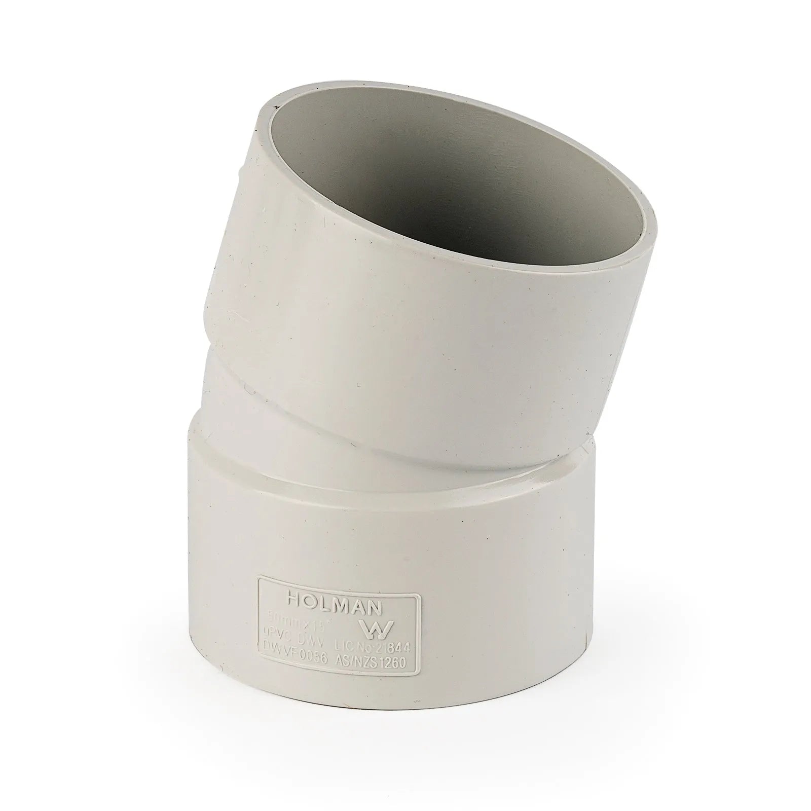Holman PVC DWV Bend F&F Plain 50mm 15 Degree