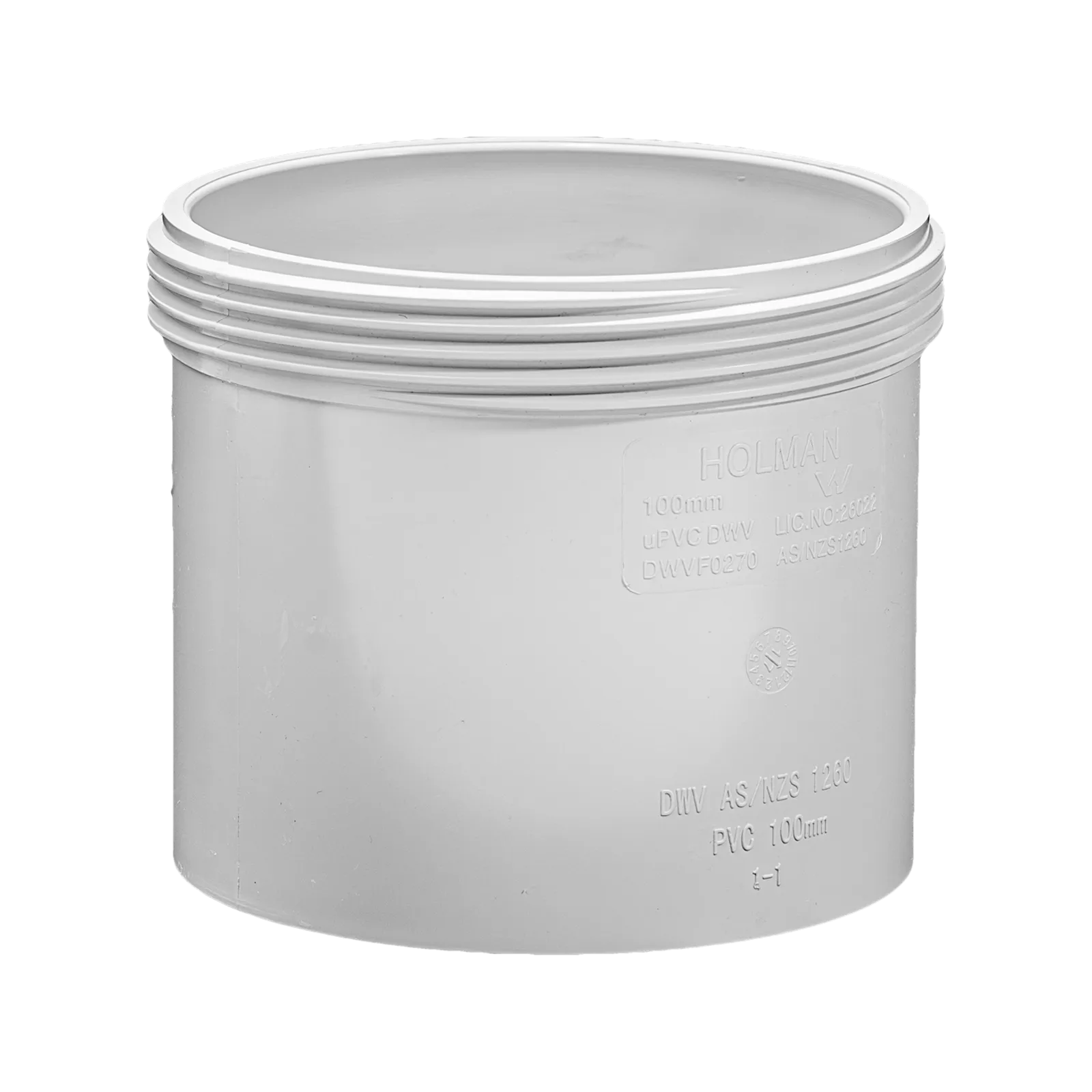 Holman PVC DWV Threaded Access Coupling 100mm
