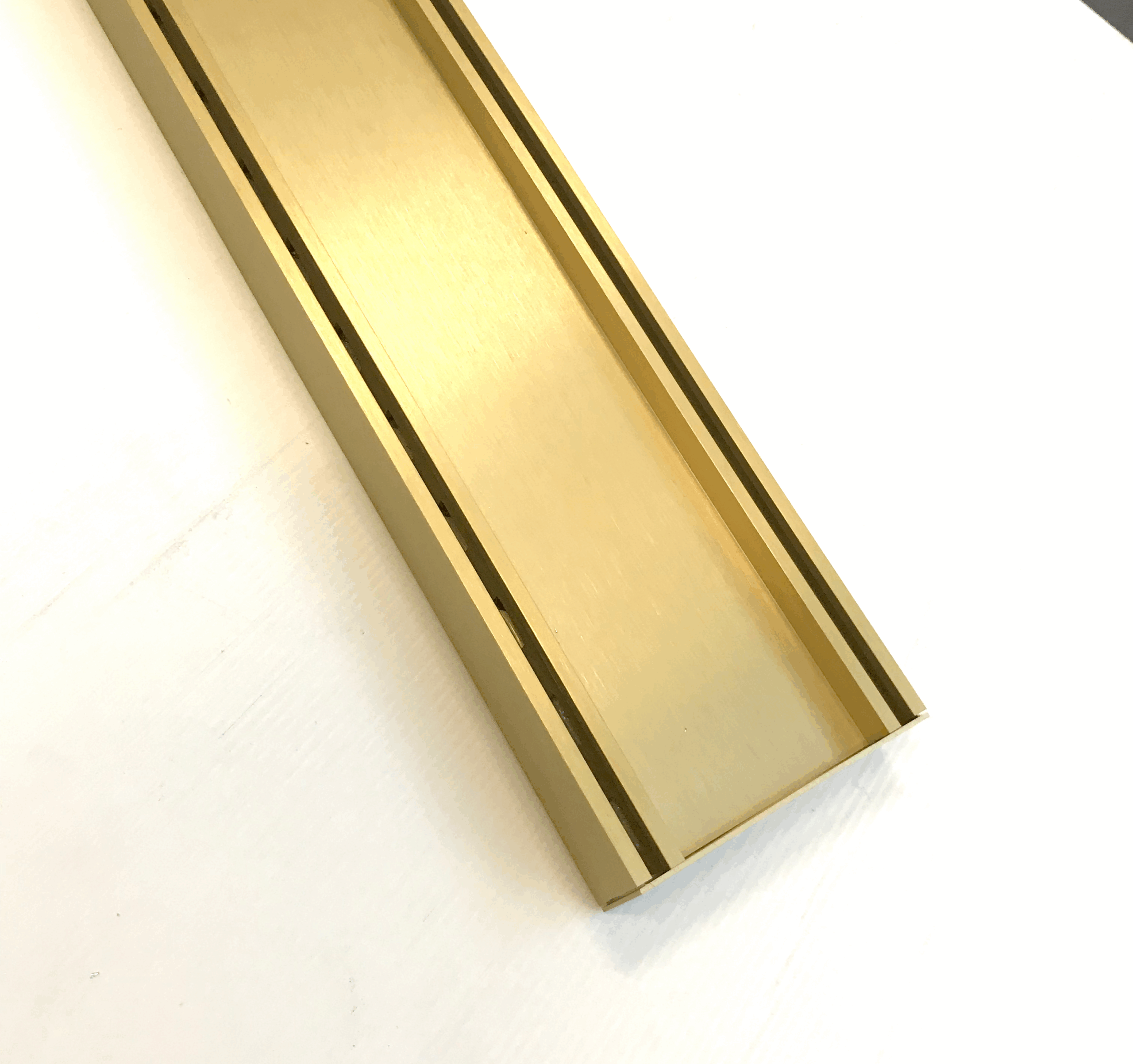 MS Brushed Gold Tile Insert 1000mm x 100mm x 21mm/26mm - Size: 26mm