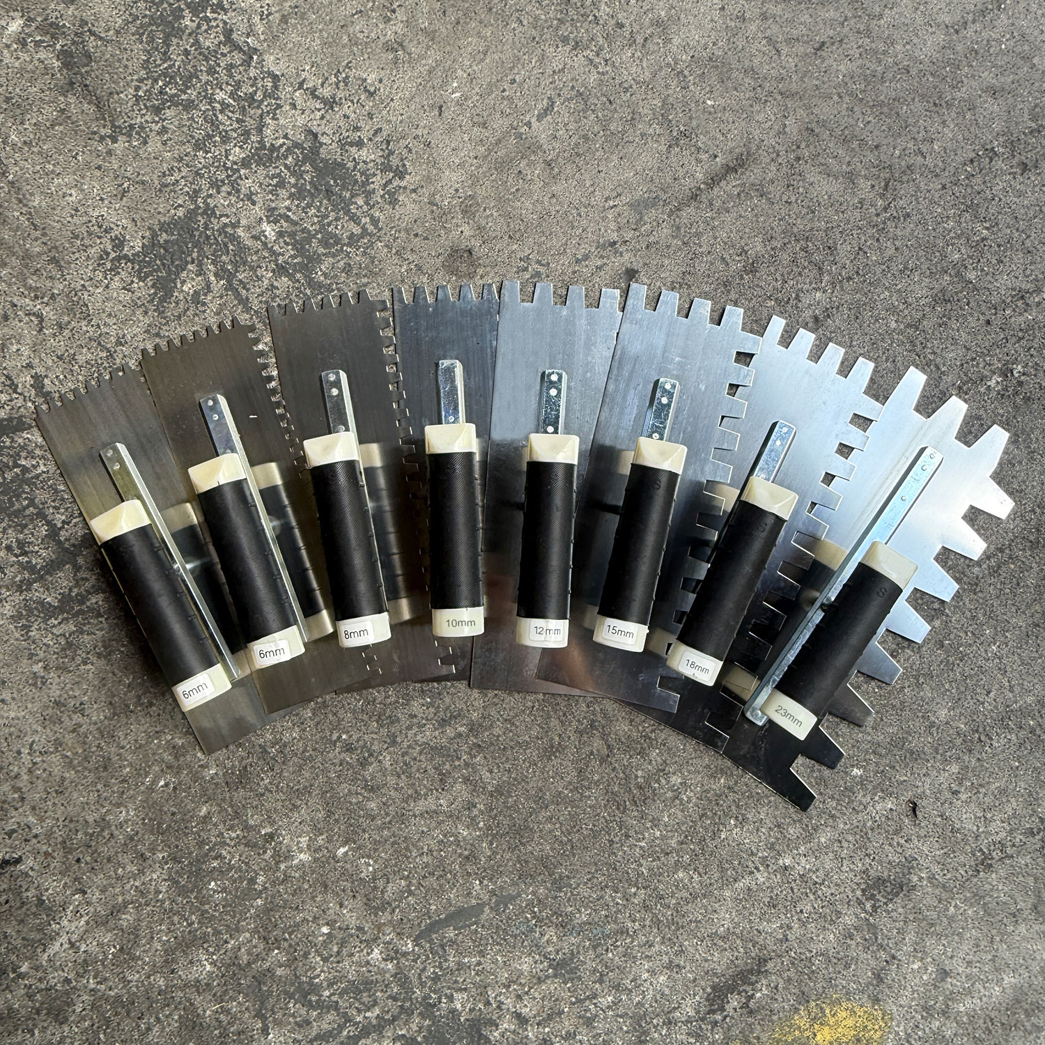 Kc Stainless Steel Notched Trowel 4mm ~ 23mm (8 Sizes) - Size: 12mm