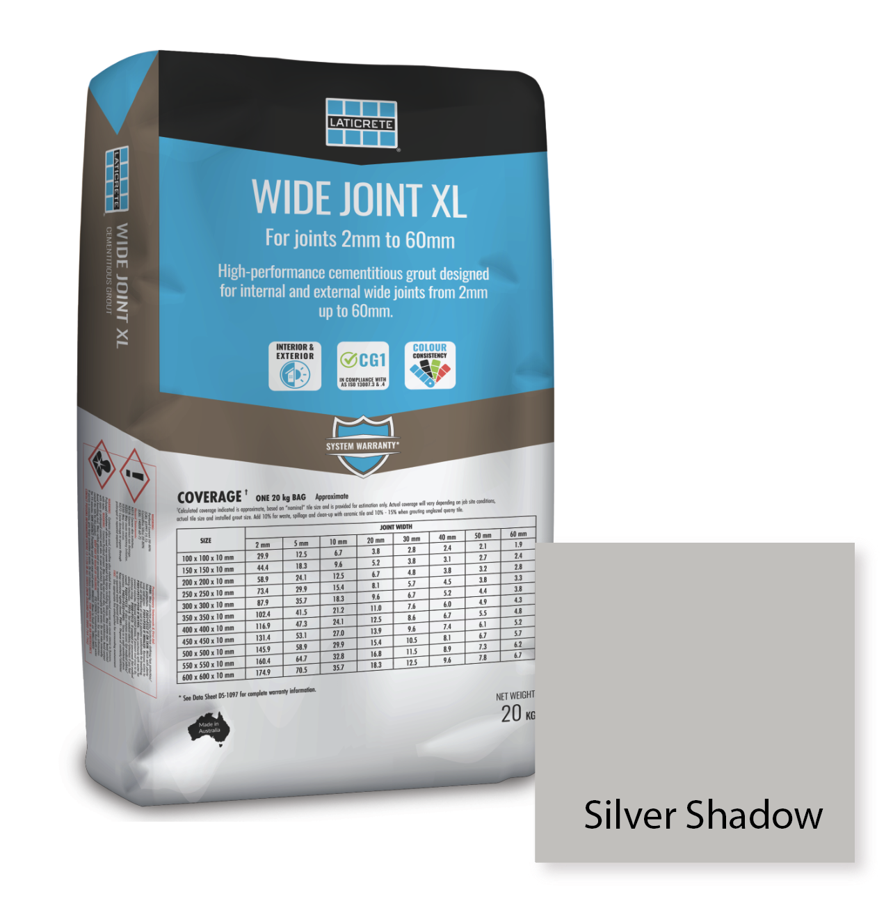 Laticrete Wide Joint XL Grout 20kg - Color: WJ - Silver Shadow