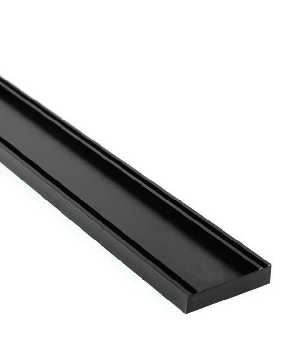 MS Brushed Black Tile Insert 1000mm x 100mm x 21mm/26mm/35mm - Size: 21mm