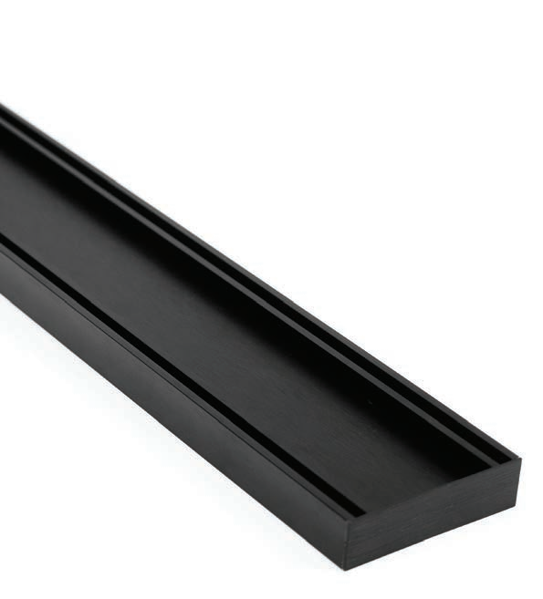 MS Brushed Black Tile Insert 1000mm x 100mm x 21mm/26mm/35mm - Size: 26mm