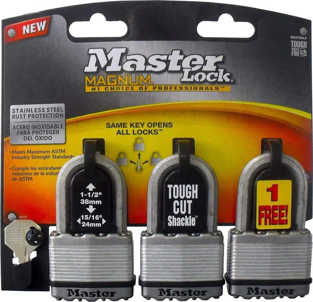 Master Lock Magnum Laminated Steel Padlock 3 Pack